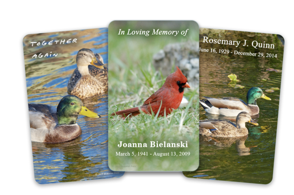 birds funeral cards